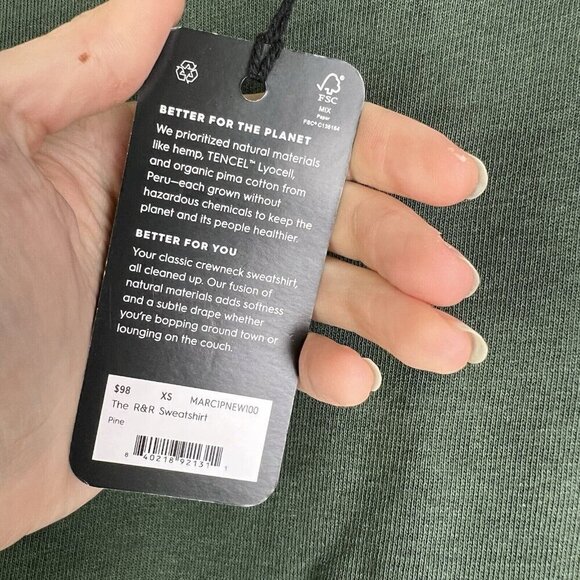 Allbirds Crewneck Green R&R Sweatshirt womens size XS NWT - Picture 4 of 8